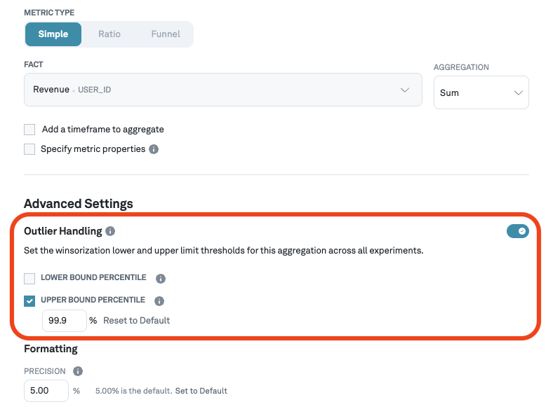 Adding winsorization to a metric